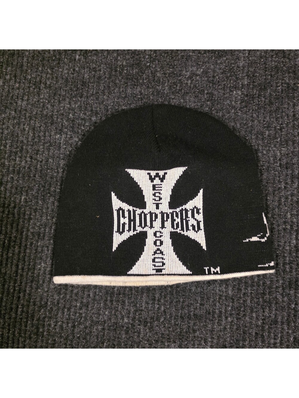 West Coast Choppers Black Knit Beanie Hat with Logo and Jesse James Signature